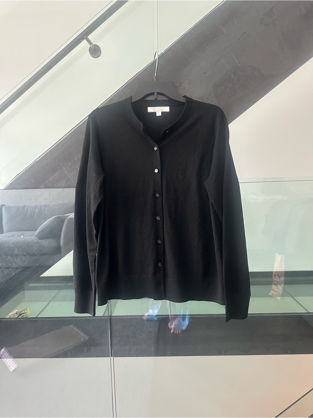 Brooks Brothers Black Merino Button Cardigan
